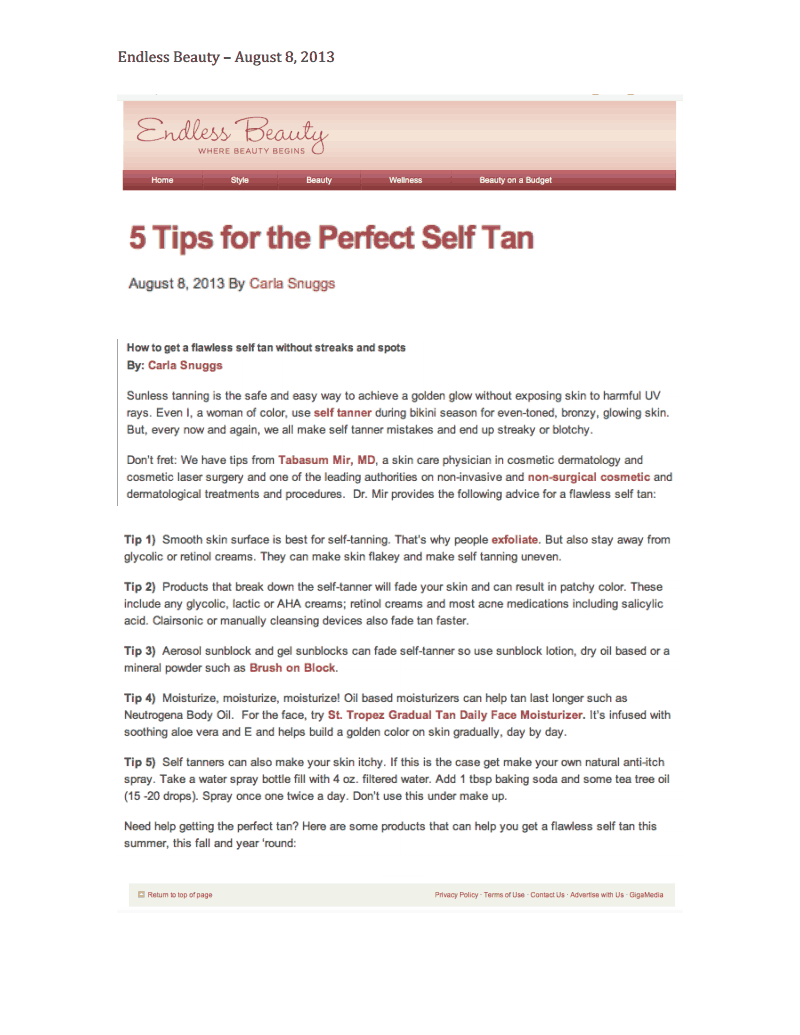 5 Tips for the Perfect Self Tan